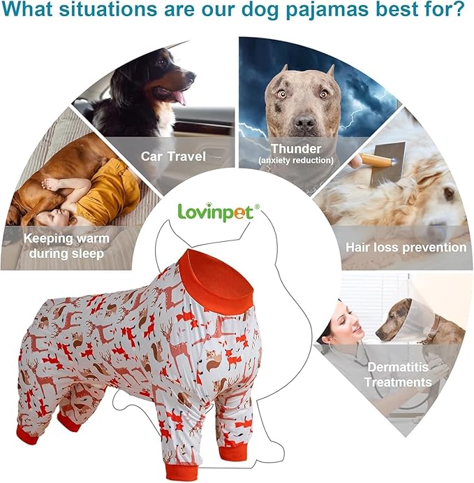 LovinPet Big Dog Clothes for Large Dogs Girls, Onesies for Dogs,Lightweight Stretchy Fabric,Critters Cream Print Dog Jumpsuit,Uv Protection Shirt, Pajamas for Pitbulls, Pitbull Shirt,3XL