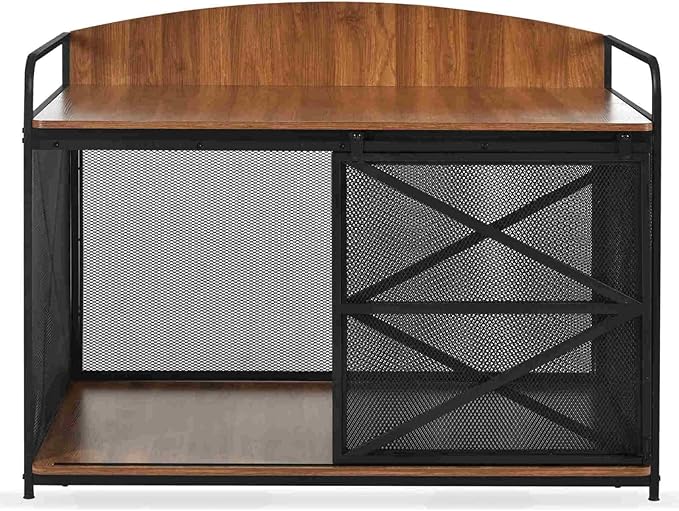 Large Furniture Dog Crate, Dog Kennel Indoor, Wood Dog Cage Table, Heavy Duty Dog Crate, Sturdy Metal,Brown