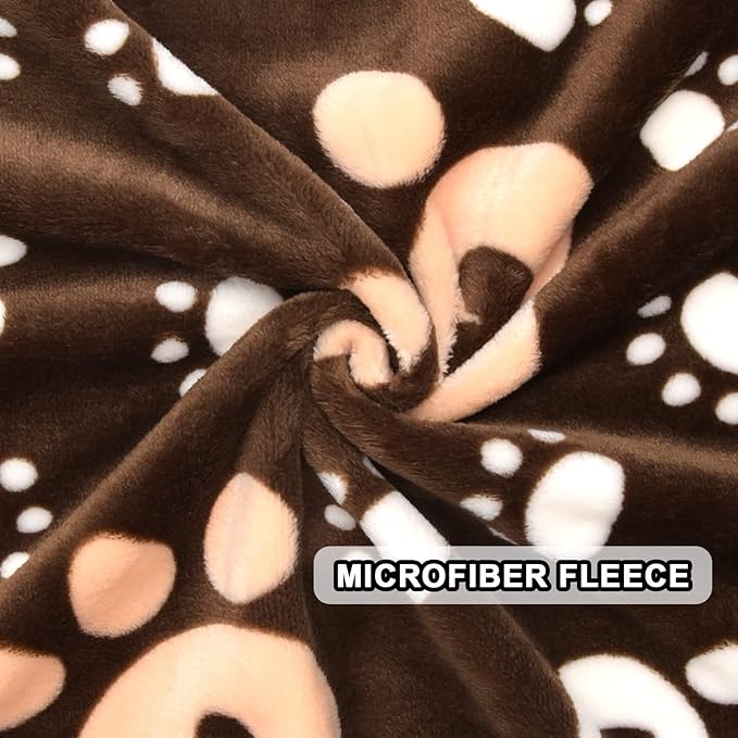 Brown Fleece Extra Large Dog Blanket, 80'X60', Soft Flannel Pet Cat Puppy Blanket Mat Cover for Bed Couch, Cute Paw Print Throw Blanket for Dogs