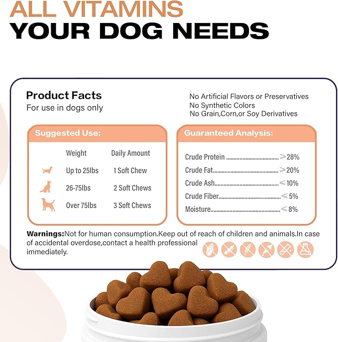 Senior Dog Supplement & Raise NAD+ Levels, Anti Aging, Tumeric, Multivitamin, Probiotics - Soft Chews - Brain, Joint & Immune Support – Chicken Flavor, 100pc