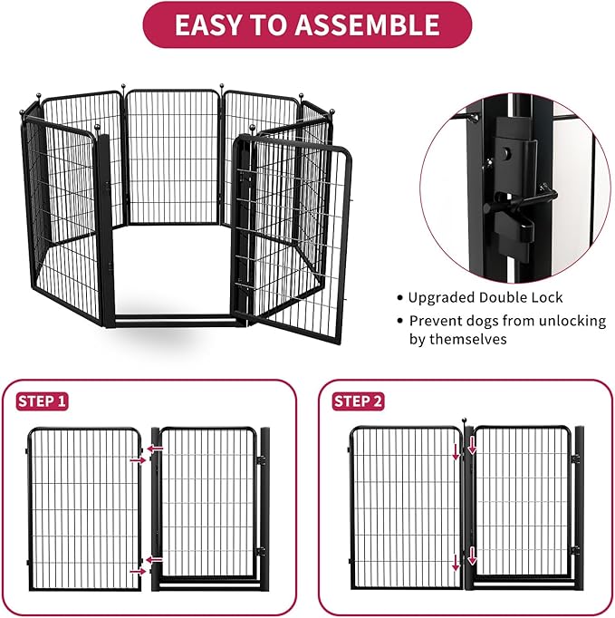 Dog Playpen Outdoor, 40 inch 40 Panels Dog Fence with Extra Wide Gate No-Tripped Pet Playpen Rustproof Dog Pen Indoor Puppy Playpen for Temporary Containment Portable Pet Fence for RV Camping
