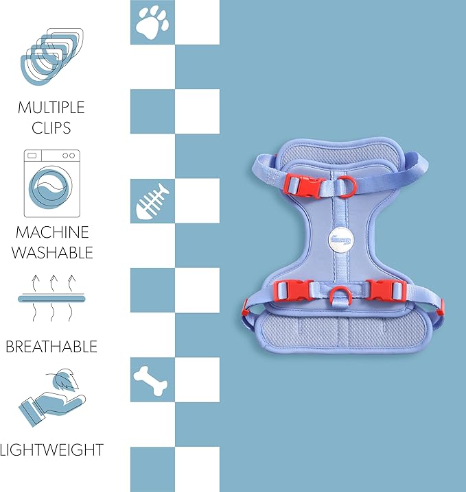 HNS1002E Arlo Medium Adjustable Soft Padded No Pull Pet Harness with 3 Buckles and 3 Leash Clips, Sangria