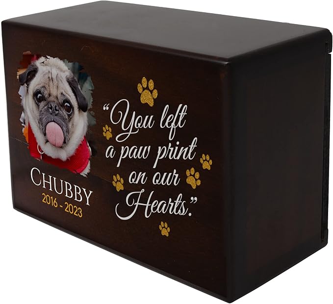Custom Pet Keepsake Urns for Dogs, Wooden Box Ashes with Photo Your Beloved Pets, Cremation as Sympathy Gifts Lovers - Small, 6'' x 4'' 2.75'' (Chubby) Small 6''x4''x2.75''