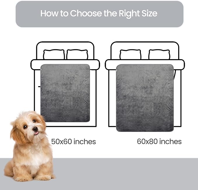 Waterproof Dog Blanket for Couch,Pee Proof Pet Blanket with 3-Layer Protection,Reversible Sherpa & Flannel Furniture Protector for Sofa Bed Car,Gifts for Cat Dog Lovers Christmas,60"x80",Grey