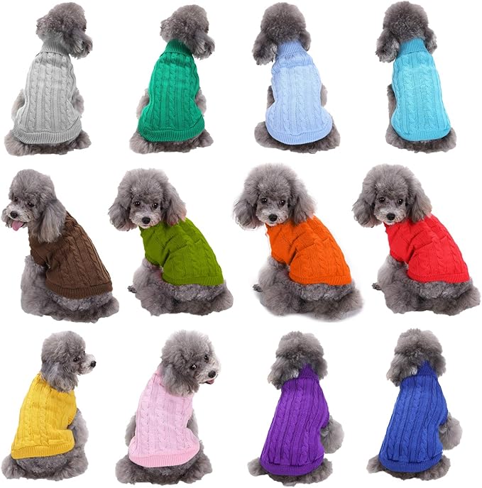 Warm Classic Turtleneck Pet Sweater - Cute Winter Dog & Cat Coat - Small, Medium, Large - Christmas Sweater for Girls & Boys