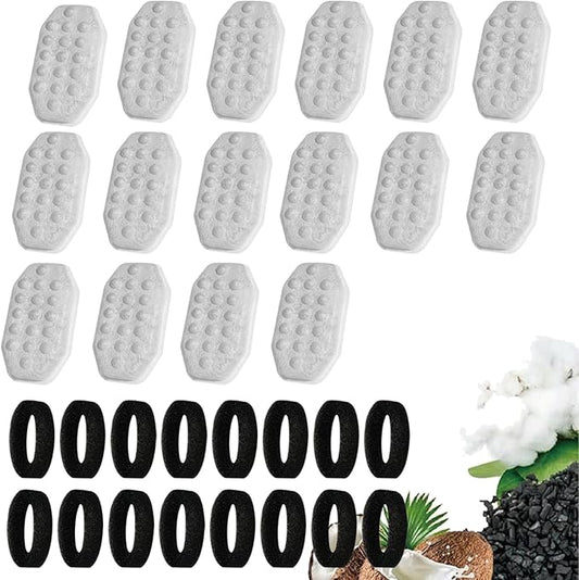 16Pack Cat Water Fountain Filters with 16 Pack Pre-Filter Sponges for Rellaty and Neareal 3.2L/108oz Cat Water Fountain Automatic Pet Fountain