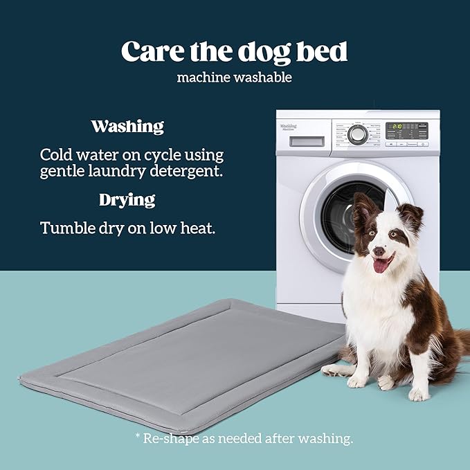 Cybarmour Chew Proof Dog Crate Pad - Outdoor Indestructible Dog Bed - Tough - Potable - Machine Washable - Water & Dirt-Resistant - Extra Large Breeds & Fits 48-Inch Crate - 47"x29", Limestone