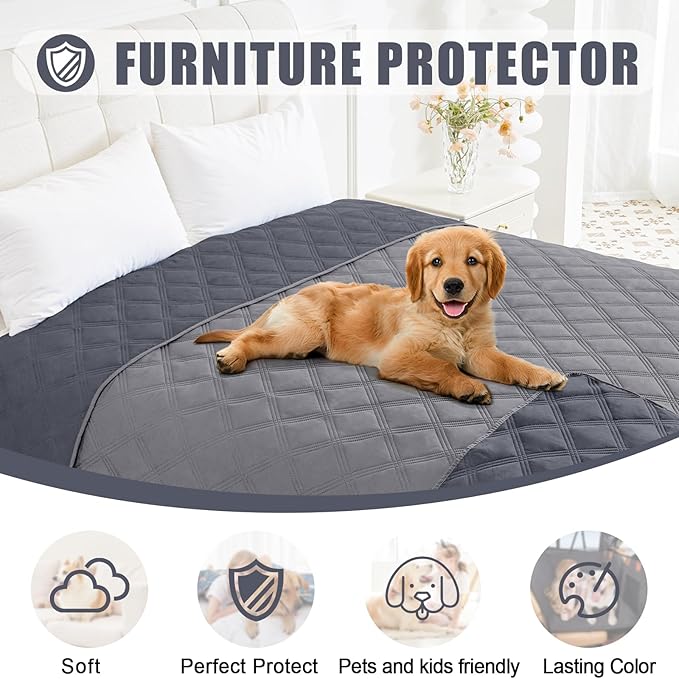 Smiry Waterproof Dog Bed Cover Blanket 30x70, Soft Reversible Pet Blanket, Washable Leakproof Cats Dogs Couch Cover for Sofa, Couch, Furniture, Lattice, Grey/Dark Grey