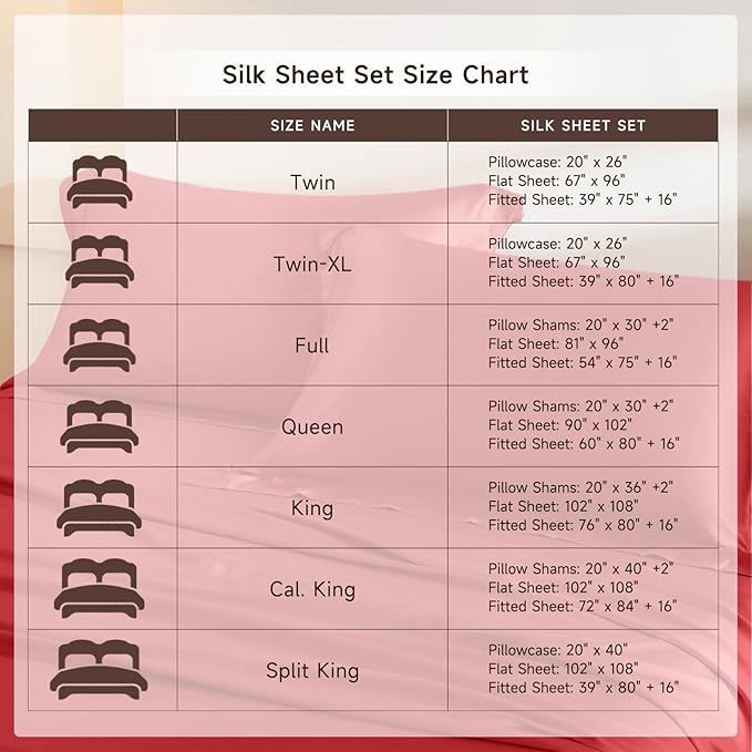 THXSILK Silk Sheet Set 4Pcs, 6A+ Top Grade 100% Pure Mulberry Silk Bed Sheets Ultra Soft Durable Luxury Bedding Sets Cooling, 1 Fitted Sheet, 1 Flat Sheet and 2 Pillowcases (Twin-XL, Red)