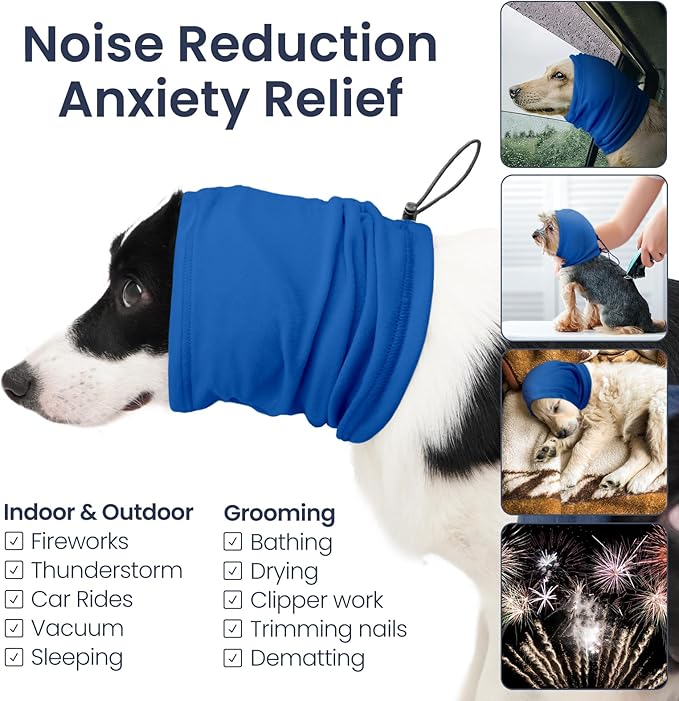 Nanaki Dog Calming Hoodie,3rd Gen Anti-Slip Hematomas Ear Wraps for Dogs Ear Covers,Adjustable Doggy Head Muffs Noise Protection,Fireworks Ear Protector Pet Grooming Ear Cover Pet Head Wrap Snood