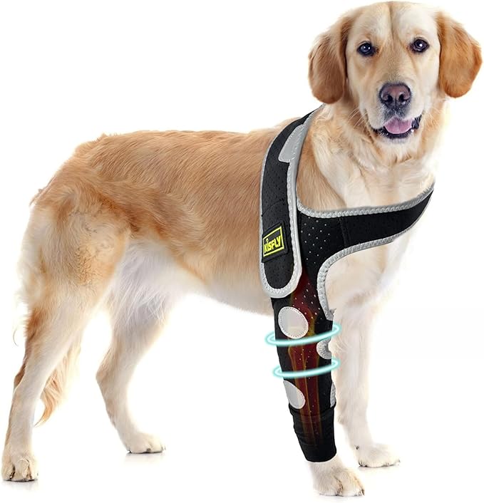 Dog Elbow & Dog Shoulder Brace to Stop Licking – Front Leg Brace for Dogs for Elbow Injuries & Post-Surgery Recovery, Breathable Dog Sleeves for Front Legs, Reflective – Right Leg, L