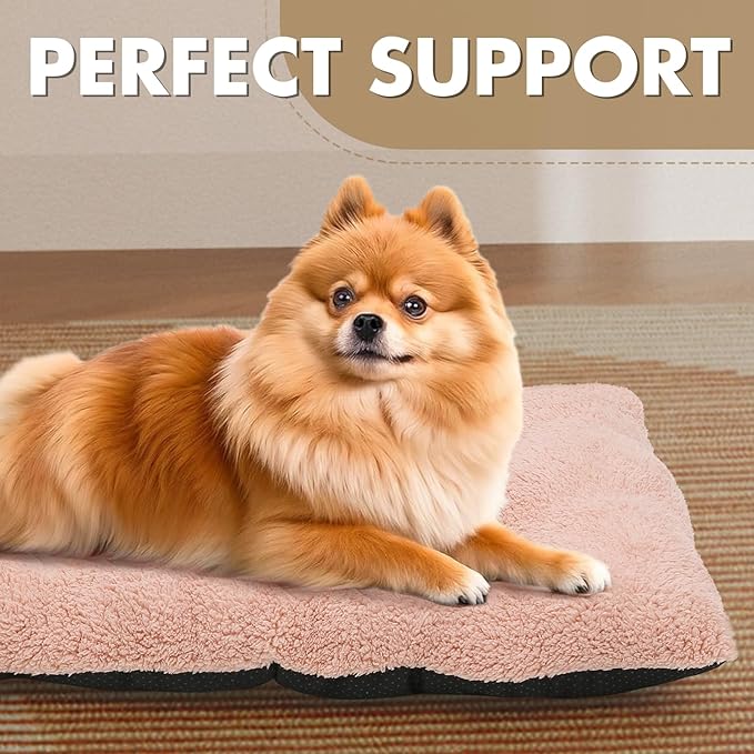 Athena Collection Small Dog Bed, 28 Inches Washable Dog Crate Bed for Small Dogs Puppy Cats Pets, Faux Fir Calming Crate Pad Warming Cozy Soft, Pink