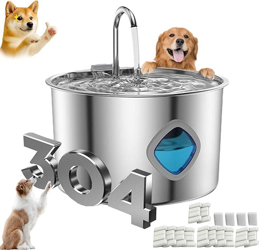 Vetiflow Dog Bowl, Dog Water Fountain, Quad-Purification System with Continuous Circulating Water Flow, Quiet Operation with a Large 3.2-Liter Capacity, Suitable for Dogs/Cats (+14 Filter Element)