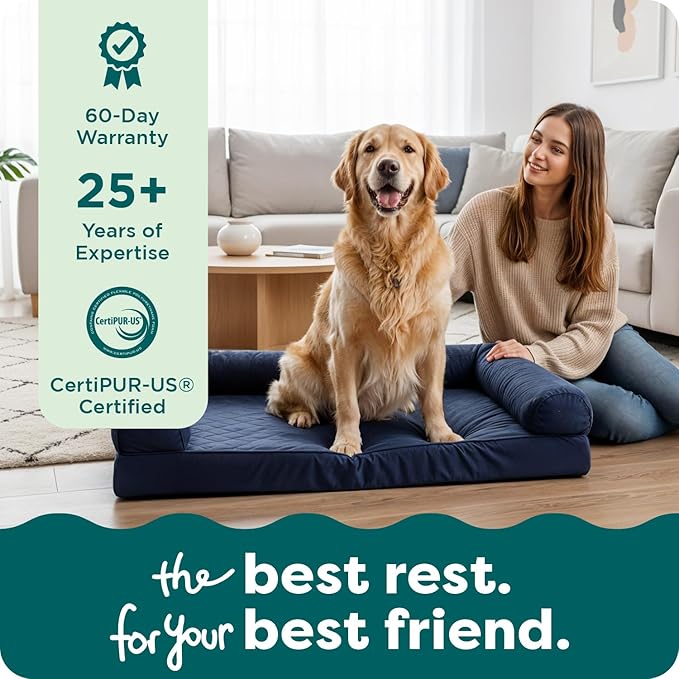 FurHaven Classic Sofa Orthopedic Dog Bed for Large Dogs with Orthopedic Solid Slab Memory Foam for Joint Support, Removable Washable Cover, Jumbo Plus/XXL, Quilted Sofa, Silver Gray