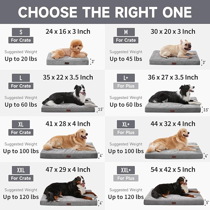 OhGeni Orthopedic Waterproof & Machine Washable Dog Bed for Medium Large Pets, Cat Mat with 25D Egg Crate Foam, Non-Slip Bottom & Removable Cover, 44 Inches(Brown)