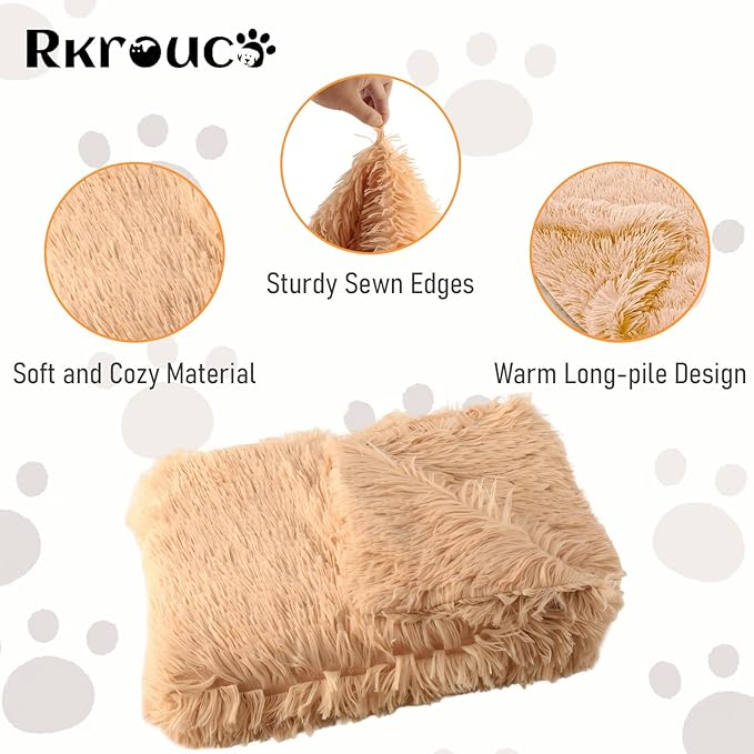 Pets Bed Blanket Dogs Reversible Soft Dog Throw Blankets Cats Mat Sleeper Fuzzy Pet Couch Covers Washable Cat Puppy Cover for Beds Car Sofa Travel Double Sided Furniture Protection (Champagne,S)
