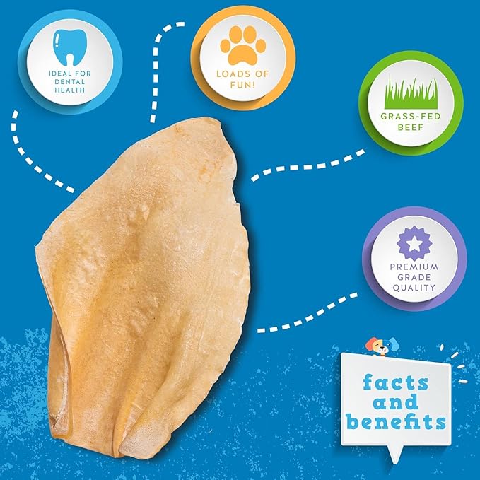 Jack&Pup White Cow Ears for Dogs - Cow Ear Dog Treats, Single Ingredient, High Protein, Pig Ear Alternative Dog Treats - Cow Ears for Small and Large Dogs (80 Pack)