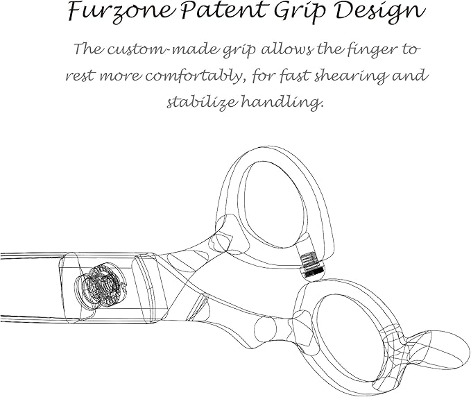 Furzone 7.5” DREAM Straight Shear Pet Dog Grooming Scissors, Patent Grip Design, Easy Adjust, Japanese 440C Tempered Steel, Lightweight, Professional Dog Scissors For Dog Grooming (Serrated)