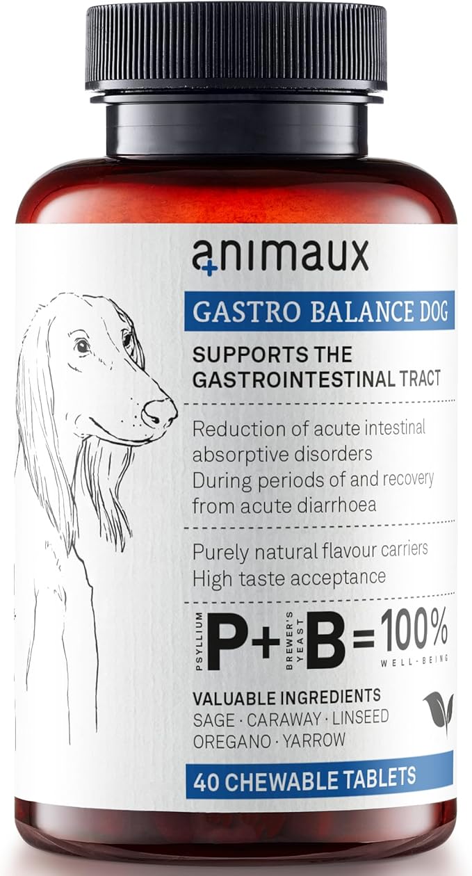 animaux – Gastro Balance for Dogs, Digestive Health Support and Probiotics, Brewer’s Yeast, Fennel, Helps to Relieve Diarrhea, Excess Winds, Irritable Bowel, 40 Chewable Tablets, 40 Days Supply