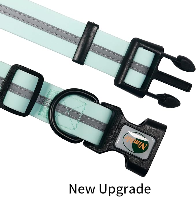 NIMBLE Dog Collar Waterproof Pet Collars Adjustable, Reflective, Durable Flex Poly Coated Nylon Basic Dog Collars 9 Colors in Size S/M/L (Light Blue, Large (15.35”-24.8”inches))