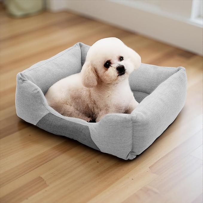 Athena Collection Small Dog Bed, 20 Inches Washable Dog Bed for Small Dogs Puppy Cats Pets, Cozy Soft Warming Fabric with Nonskid Bottom, Grey