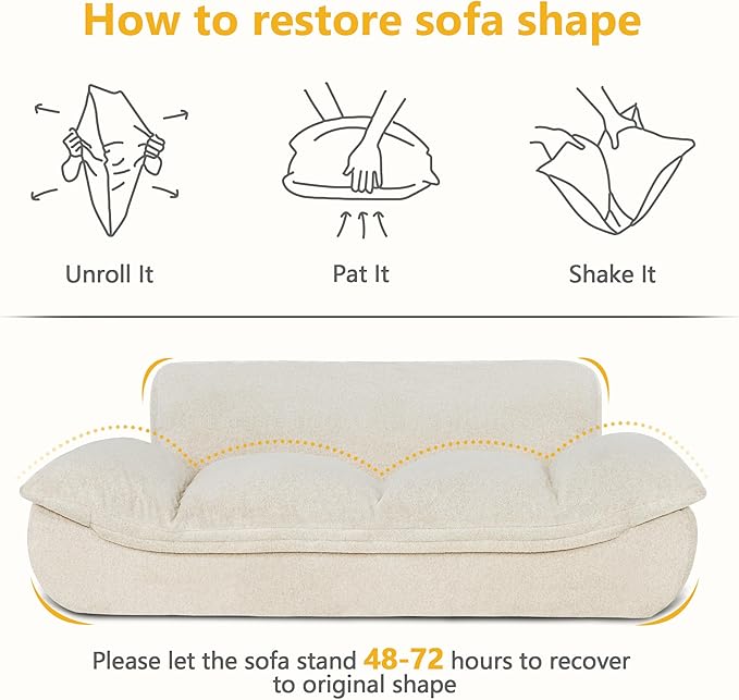 Lovupet Dog Couch for Large Breed, Fabric Dog Sofa Bed with Anti-Slip Bottom, PS215 (White)
