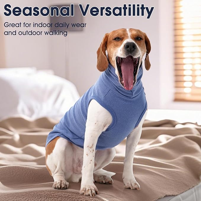 IECOii Small Dog Sweater,Stretch Fleece Vest - Blue, Medium,Warm Pullover for Winter Spring and Fall, Soft & Lightweight Dog Sweatshirt Indoor Outdoor Clothes,Turtleneck for Small Medium Dogs Girl Boy