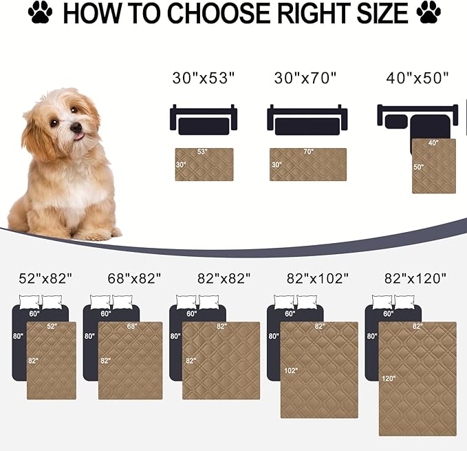 Smiry Waterproof Dog Blanket, 68x82 Inch Soft Pet Bed Cover Reversible, Washable Sofa Couch Furniture Protector for Small Medium Large Dog Puppy Cat, Geometric, Camel/Beige