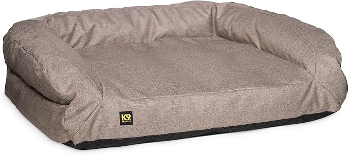 K9 Ballistics Tough Bolster Nesting Pillow Sofa Dog Bed with Removable Washable Cover - Durable, Water Resistant with Nonskid Bottom - Medium, Taupe Premium Finish