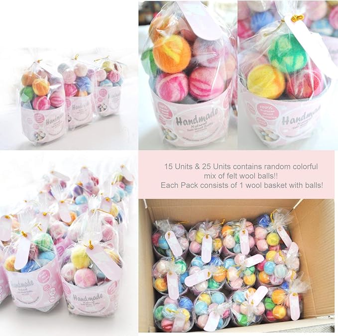 BALLMIE Felt Wool Cat Toys Ball with Catnip and Bell, Natural Handmade (Baby Pink (5 Units))