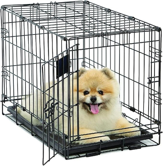 MidWest Homes for Pets XS LifeStages Single Door 22-Inch Folding Dog Crate, Enhanced Security, Includes Leak-Proof Pan, Divider Panel, Handle, Rubber Feet