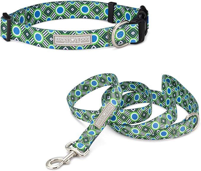 Lucky Love Dog - Easy Click Buckle Dog Collar with Leash Set Combo, Durable & Comfortable for Male & Female Dogs, Pet Collar for Small to Large Dogs, Secure Fit - Leo Combo, Medium