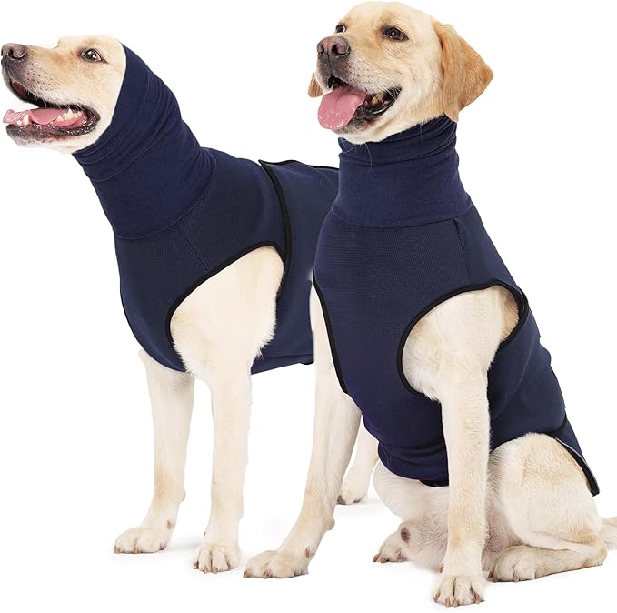ROZKITCH Breathable Dog Anxiety Jacket, Soft Pet Calming Vest for Fireworks Travel Storms with Adjustable Fit & Ear Protection for Anxiety Relief NavyBlue 3XL