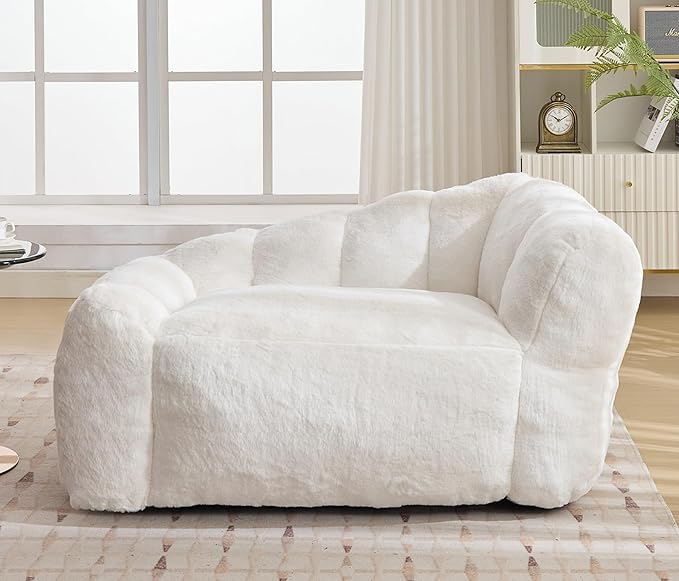 Dog Sofa Couch for Extra Large Medium Dogs, 51” Memory Foam Pets Sofa with Faux Fur Fabric Beige