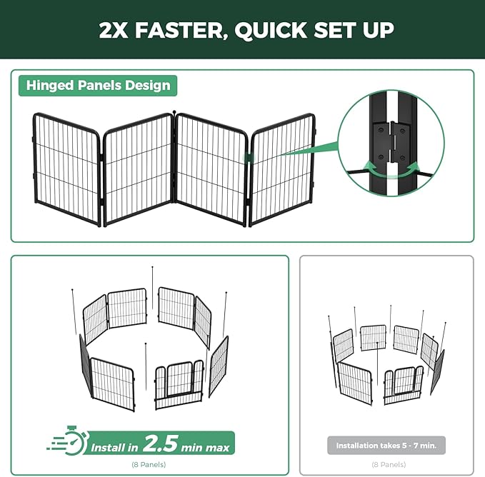 FXW Instant Unleashed Dog Playpen, Portable Pet Fence for Outdoor, RV Trips, and Camping, 40 inch, 48 Panels for Medium and Large Dogs with RV Step Grid│Patented