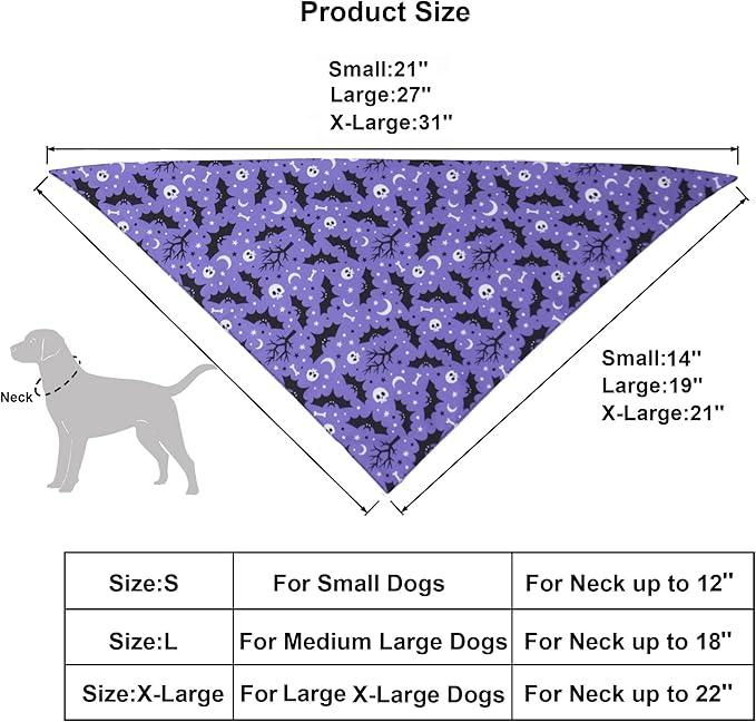 ADOGGYGO 2 Pack Halloween Dog Bandanas, Reversible Triangle Dog Scarf Accessories Halloween Bandanas for Large and Extra Large Dogs Pets (X-Large)