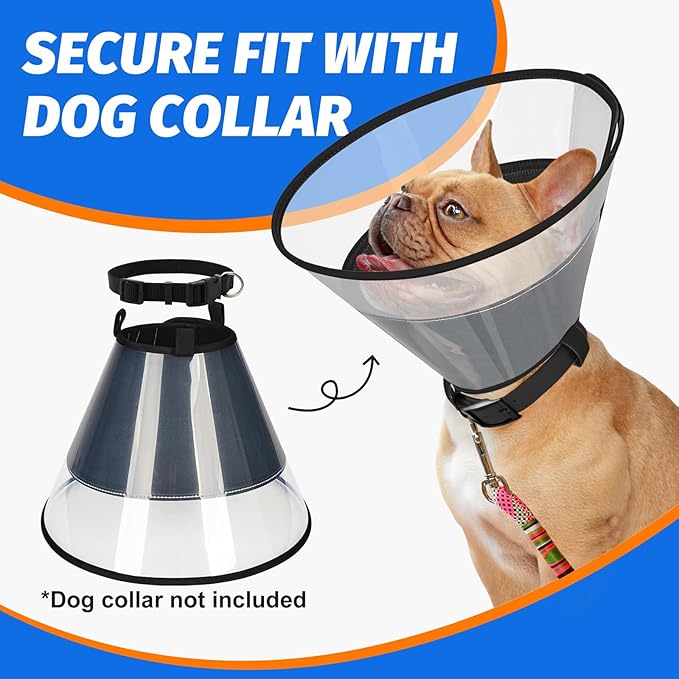 Dog Cone Collar with Soft Liner to Stop Licking, Elizabeth Recovery Collar After Surgery for Large Medium Dogs, Comfortable Pet Head Cone Alternative for Neutering Spay Injury (L)