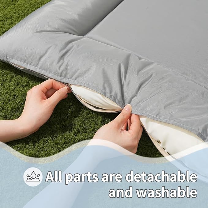 Dog Bed for Dog Crate Oxford Puppy Crate Pad Waterproof Pet Beds Outdoor Cage Mat Easy Rinse Grey 36×23×3 Inch
