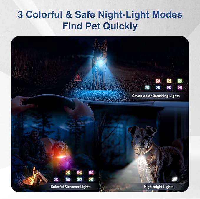 Dog Shock Collar - 4200FT Dog Training Collar with Remote, Innovative E Collar for Dogs Training with 3 Night-Lights/Beep/Vibration/Static Modes, 100% Safe Electric E-Collar for Large Dogs