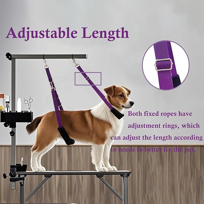 Pet Grooming Loop and Belly Strap for Dogs with Extension Strap, Nylon Restraint Noose Adjustable Slip Rope Dog Grooming Supplies for Dog Grooming Arm and Pet Grooming Table - 3 Pack