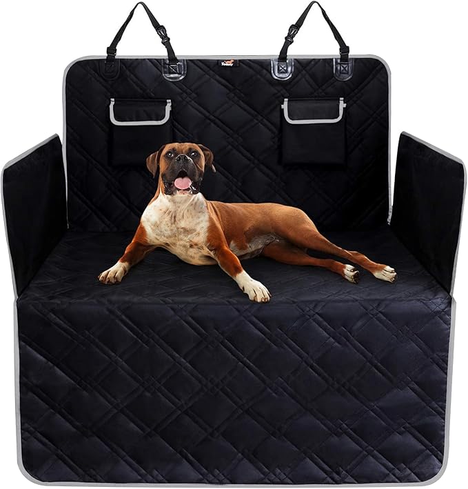 Toozey Dog Car Seat Cover for SUV, Sedan & Van, Waterproof & Tear-Resistant Dog Seat Cover for Backseat with Side Walls, Non-Slip Backing & Bumper Guard, Black Standard: 72.8"x40.6"