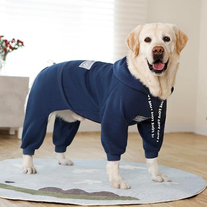 Dog Hoodies Winter Coat for Large Medium Dogs, Pullover 10 Legs Warm Coat Hooded Sweatshirt, Fleece Hoodie for Cold Weather (Dark Blue, 3X-Large)