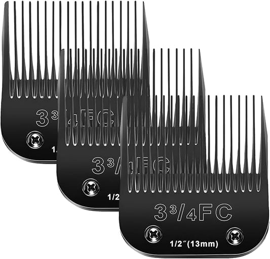 Audoc 3FC Blades Dog Grooming Blades Compatible with Andis/Oster A5/Wahl KM-10 Series Dog Clippers,Detachable Clipper Replacement Blade,Black (3FC/3PCS)