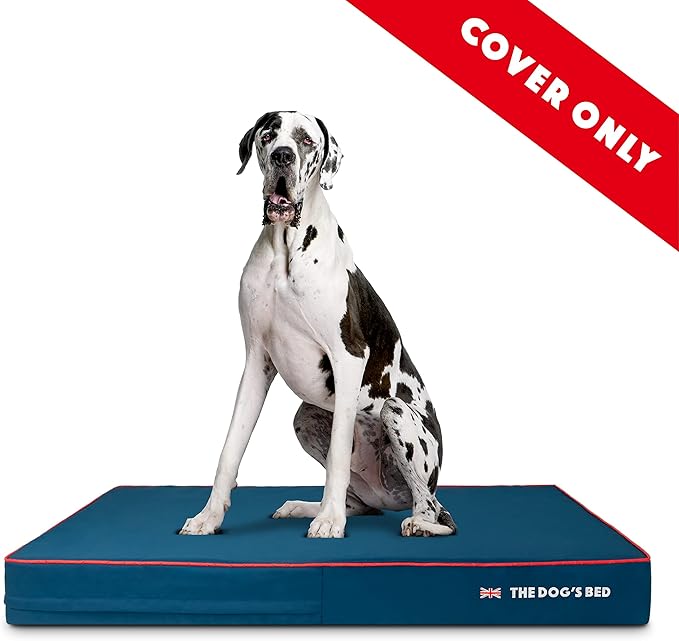 The Dog's Bed Replacement Outer Cover ONLY (Outer Cover ONLY - NO Bed, NO Waterproof Inner) for The Dog's Bed, Washable Oxford Fabric, XXL 6 Inches (Blue with Red Piping UK Flag)