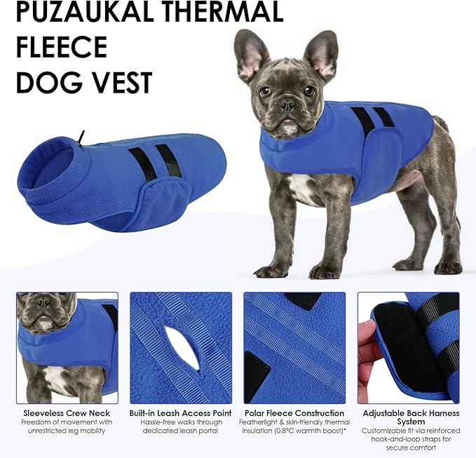 Dog Sweater,Adjustable Dog Sweaters for Small, Medium and Large Dogs Boys Girls, Dachshund Chihuahua Fleece Dogs Sweater(Blue,S)