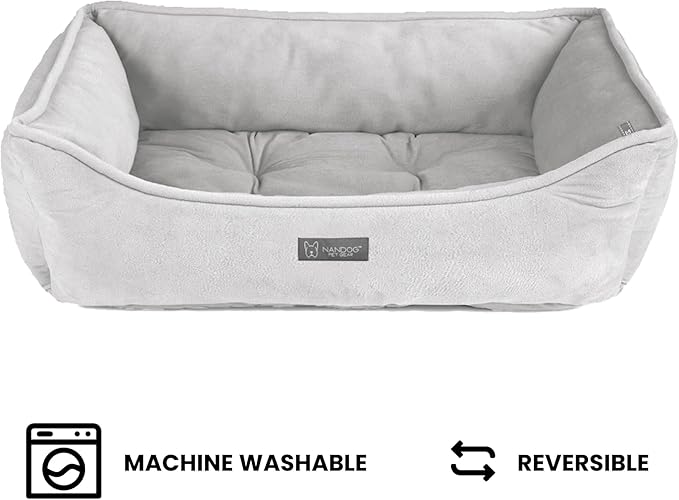 NANDOG Cloud Collection Cat and Dog Bed for Medium to Large Breeds (Grey, Signature)