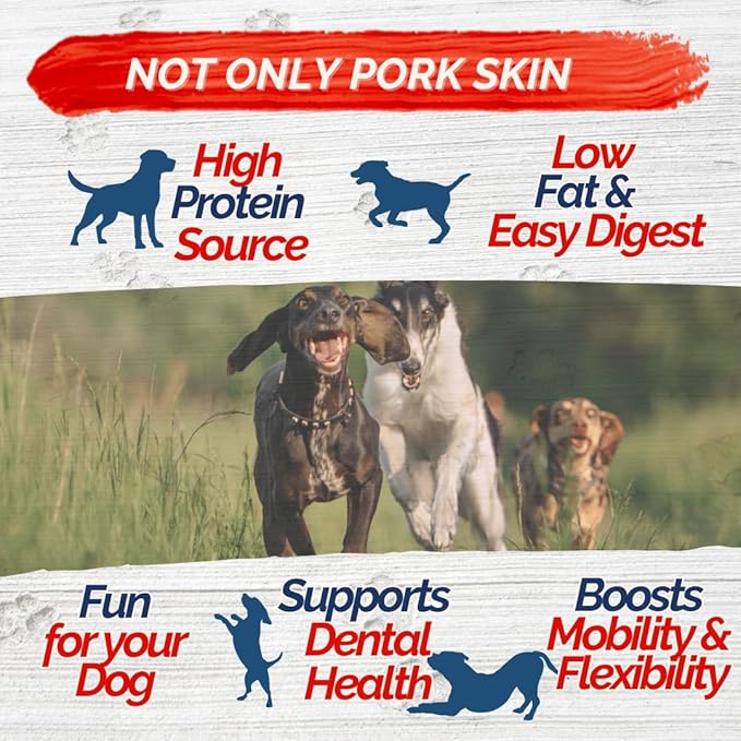 6 Pack 10-Inch Pork Skin Rolls – Natural Dog Chews for Medium and Large Dogs – Long Lasting, Raw Hide Free, Highly Digestible Treats for Aggressive Chewers – Oven Roasted