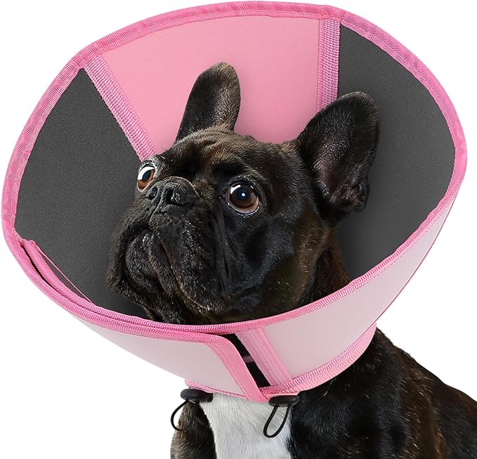 Queenmore Dog Cones for Medium Dogs, Soft Dog Cone, Cone for Dogs After Surgery, Adjustable Recovery Collar for Wound Healing, Comfortable Pet E-Collar to Stop Licking (Light Pink,M)