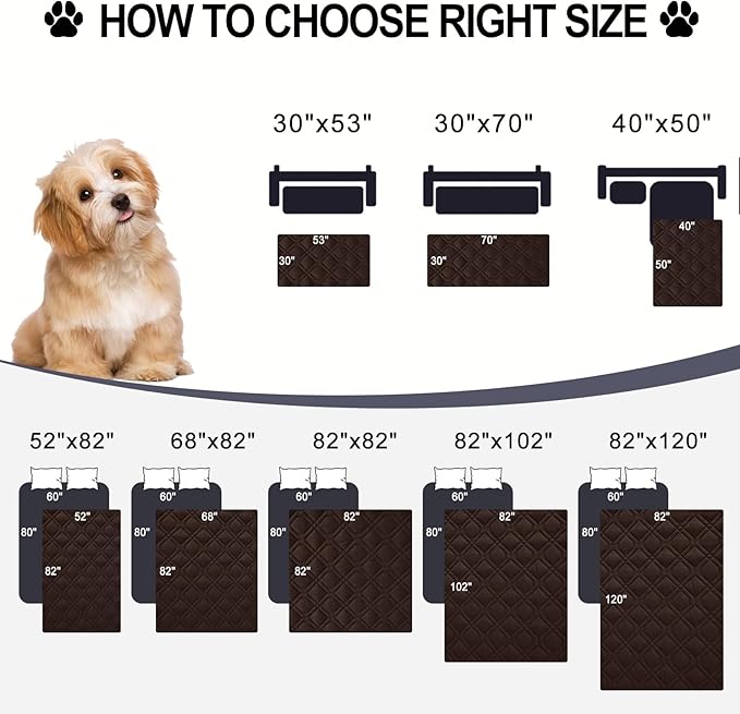 Smiry Waterproof Dog Blanket, 82x102 Inch Soft Pet Bed Cover Reversible, Washable Sofa Couch Furniture Protector for Small Medium Large Dog Puppy Cat, Geometric, Chocolate/Dark Grey