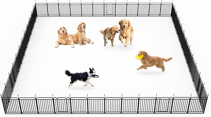Durable Dog Fence 40" Height 48 Panels Thickened Dog Playpen with Portable Handle & Strap, Easy to Install – Stylish Curved Panel Design for Pets, Indoor Use Outdoor Use